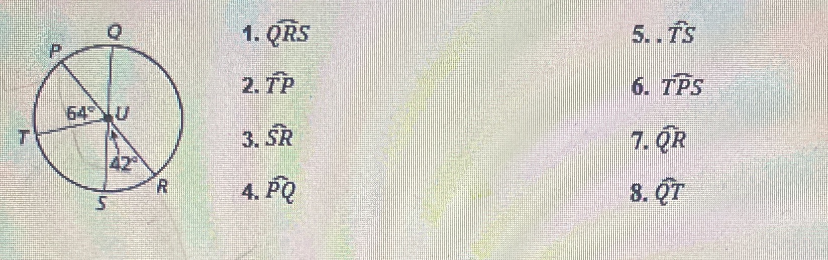 Q: identify the given arc as major arc, minor