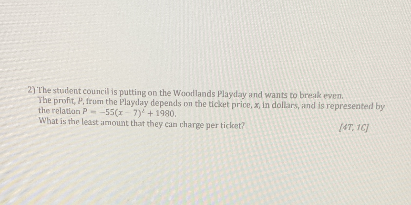 2) The student council is putting on the