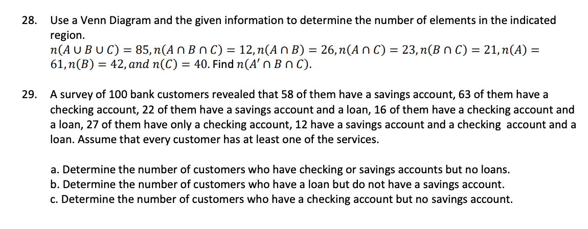 please answer 28 and 29 28. 29. Use a Venn