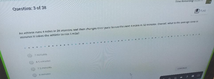 Question: 3 of 38 Time Remaining 03 74 FLAG An
