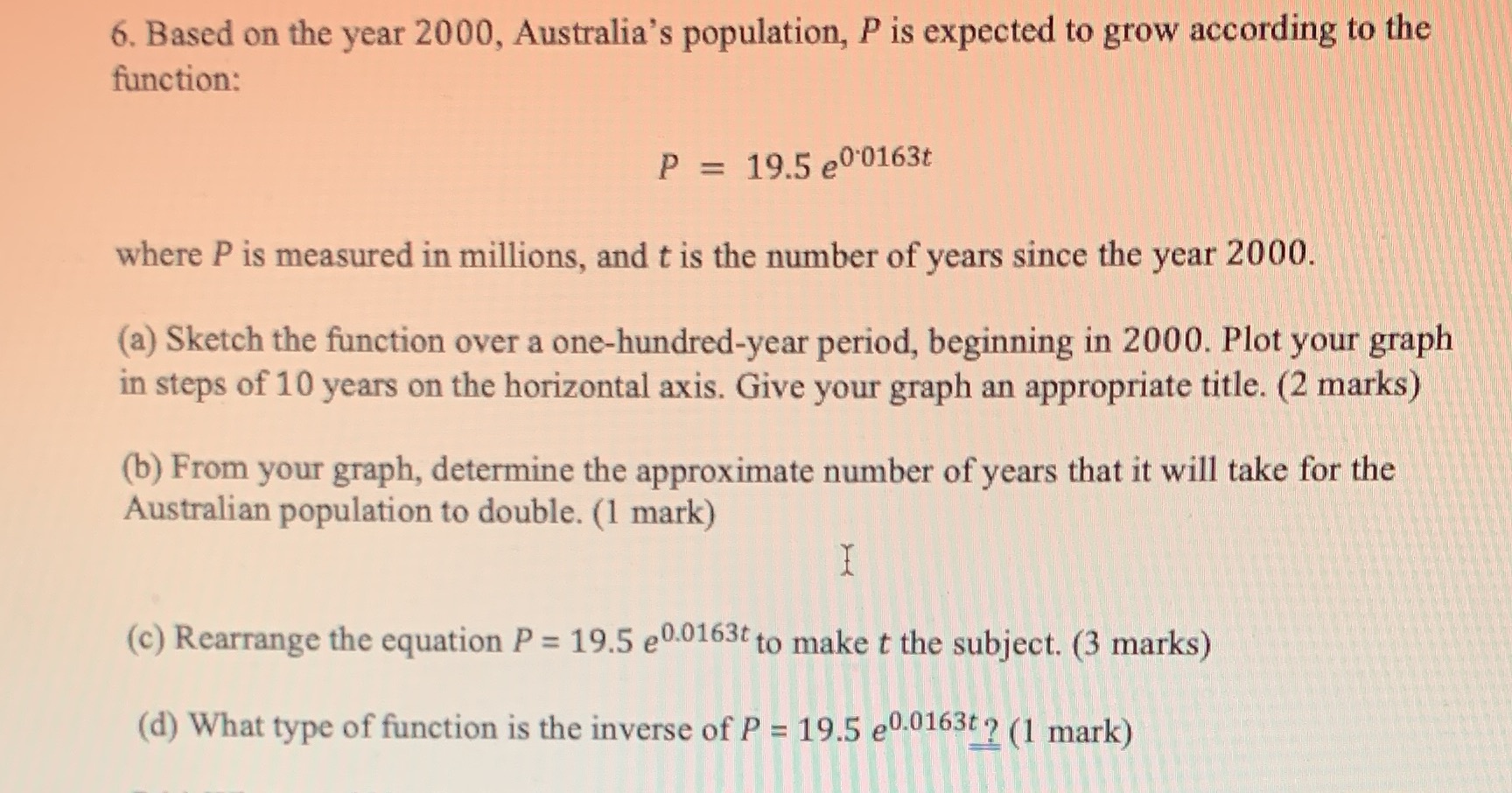 6. Based on the year 2000, Australia's