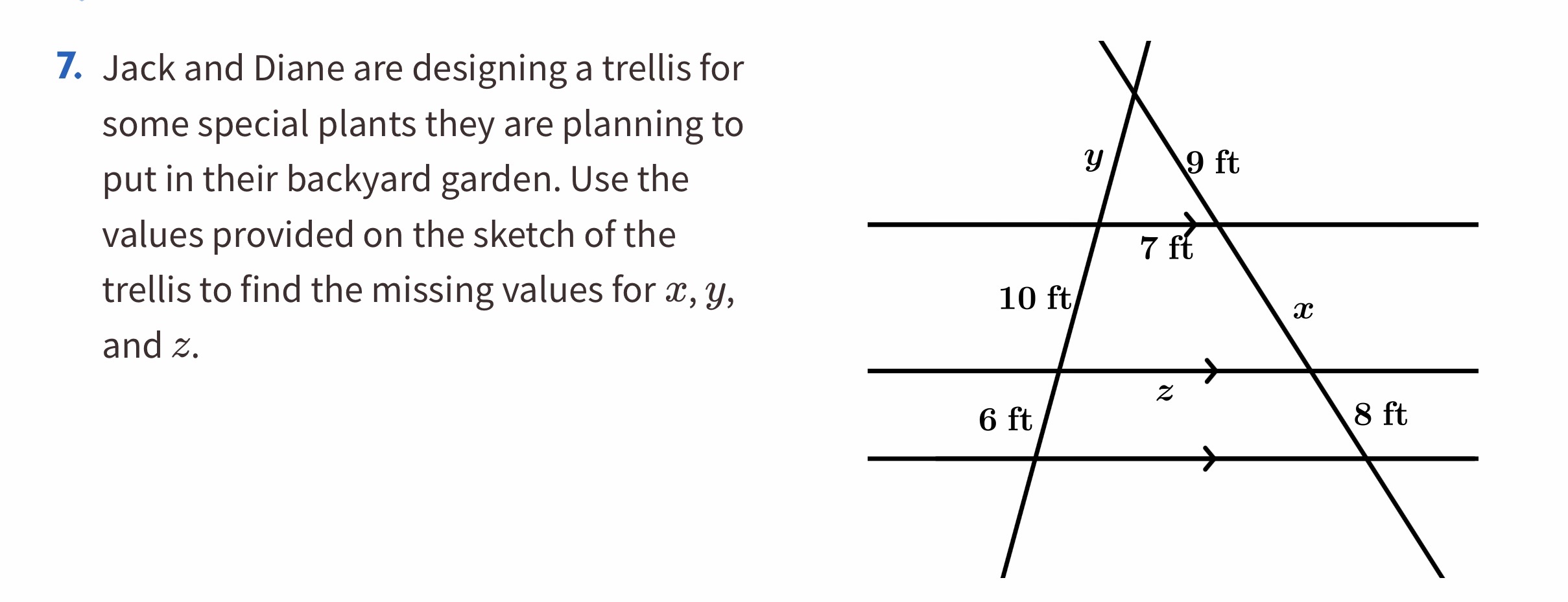 7. Jack and Diane are designing a trellis for