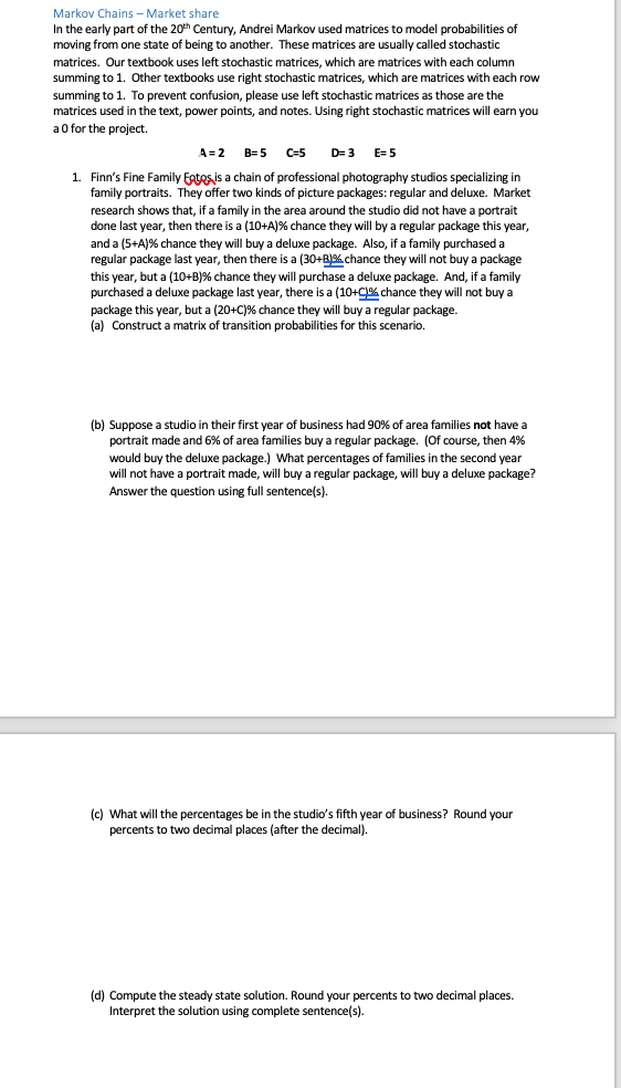 linear algebra Markov Chains - Market share In