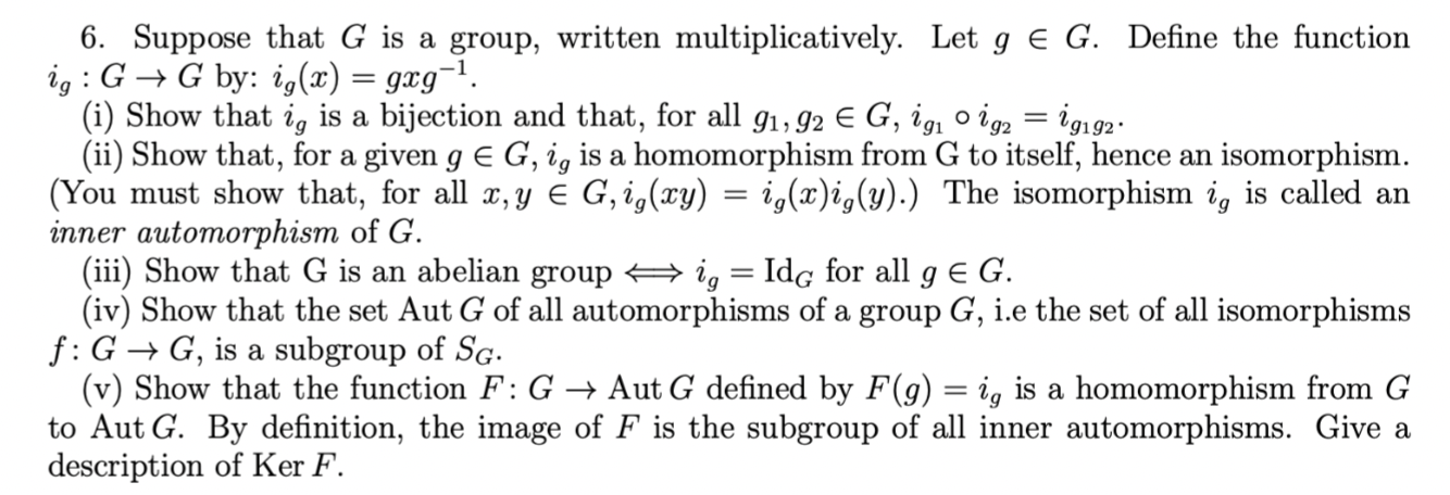 6. Suppose that G is a group, written