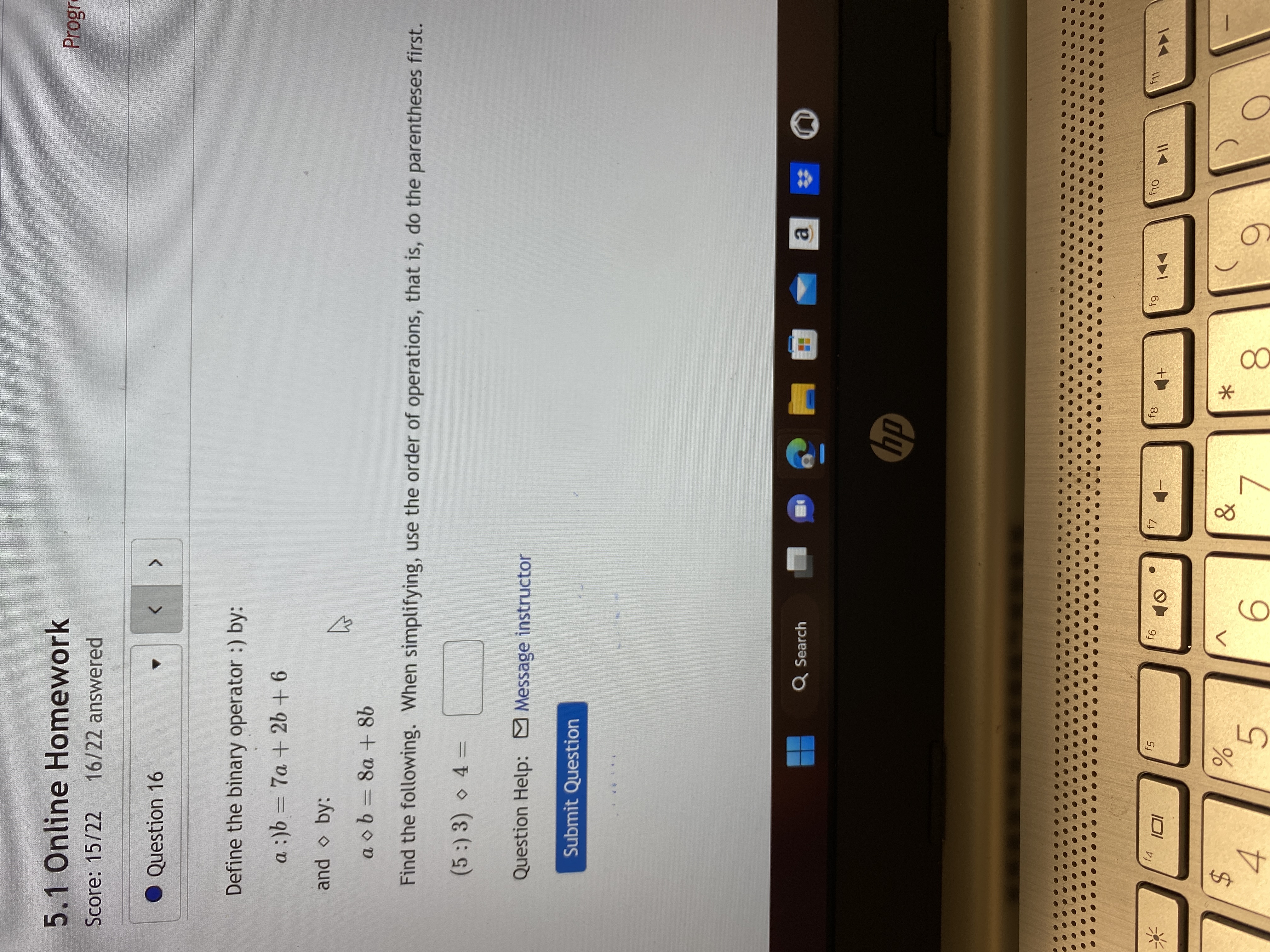 5.1 Online Homework Progi Score: 15/22 16/22