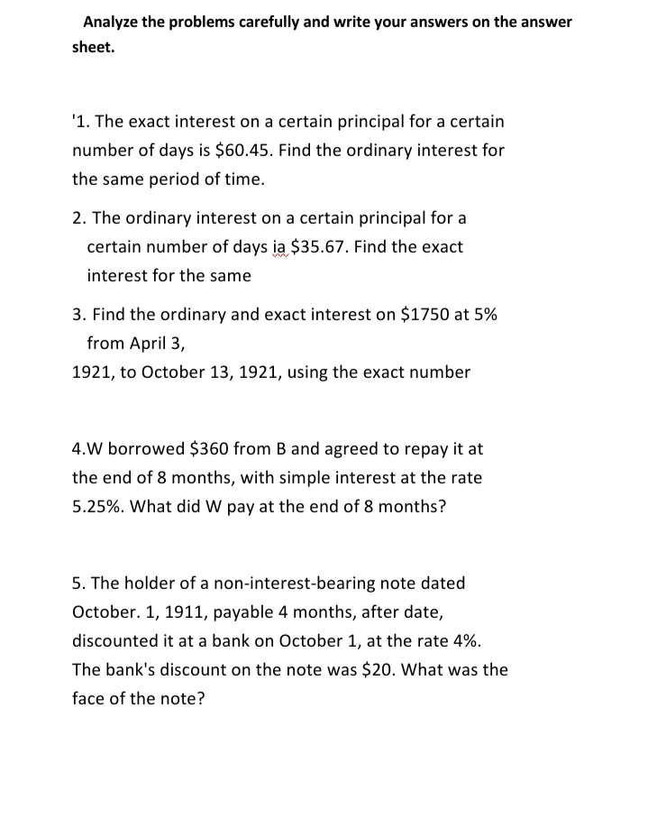 Analyze the problems carefully and write your