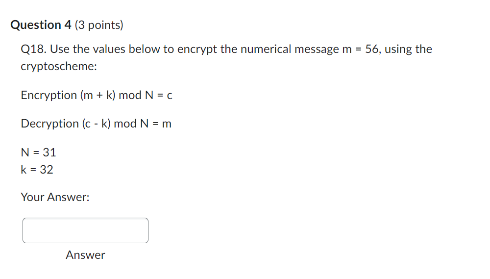 Question 1 (3 points) Q10. Compute the following