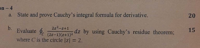 in - a. State and prove Cauchy's integral