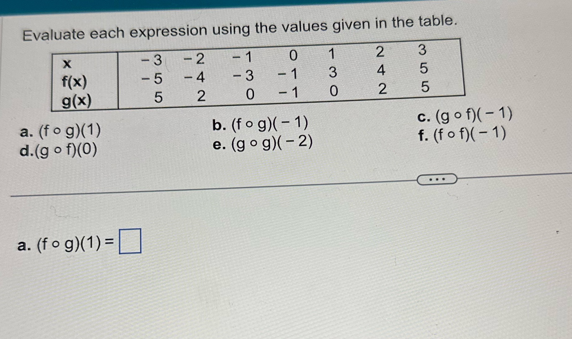 Evaluate each expression using the values given