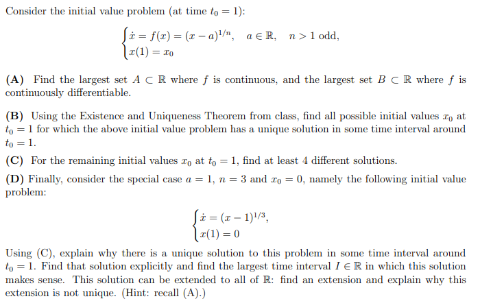 Consider the initial value problem (at time to =