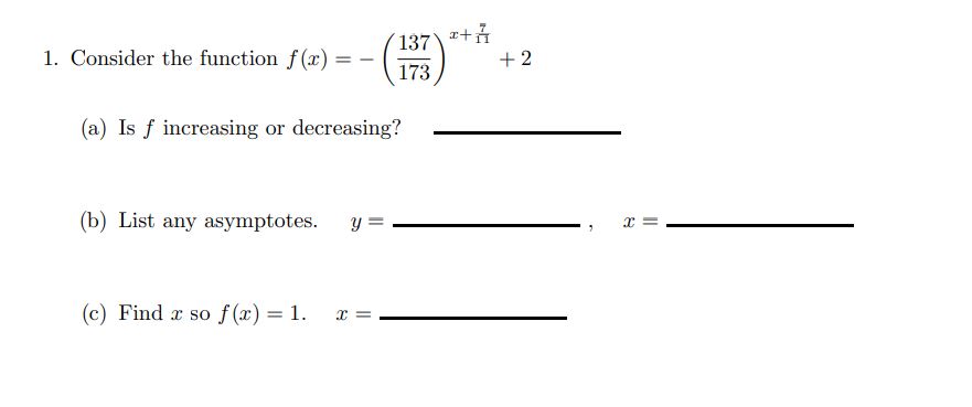 Show all your work to receive credit. 137 1.