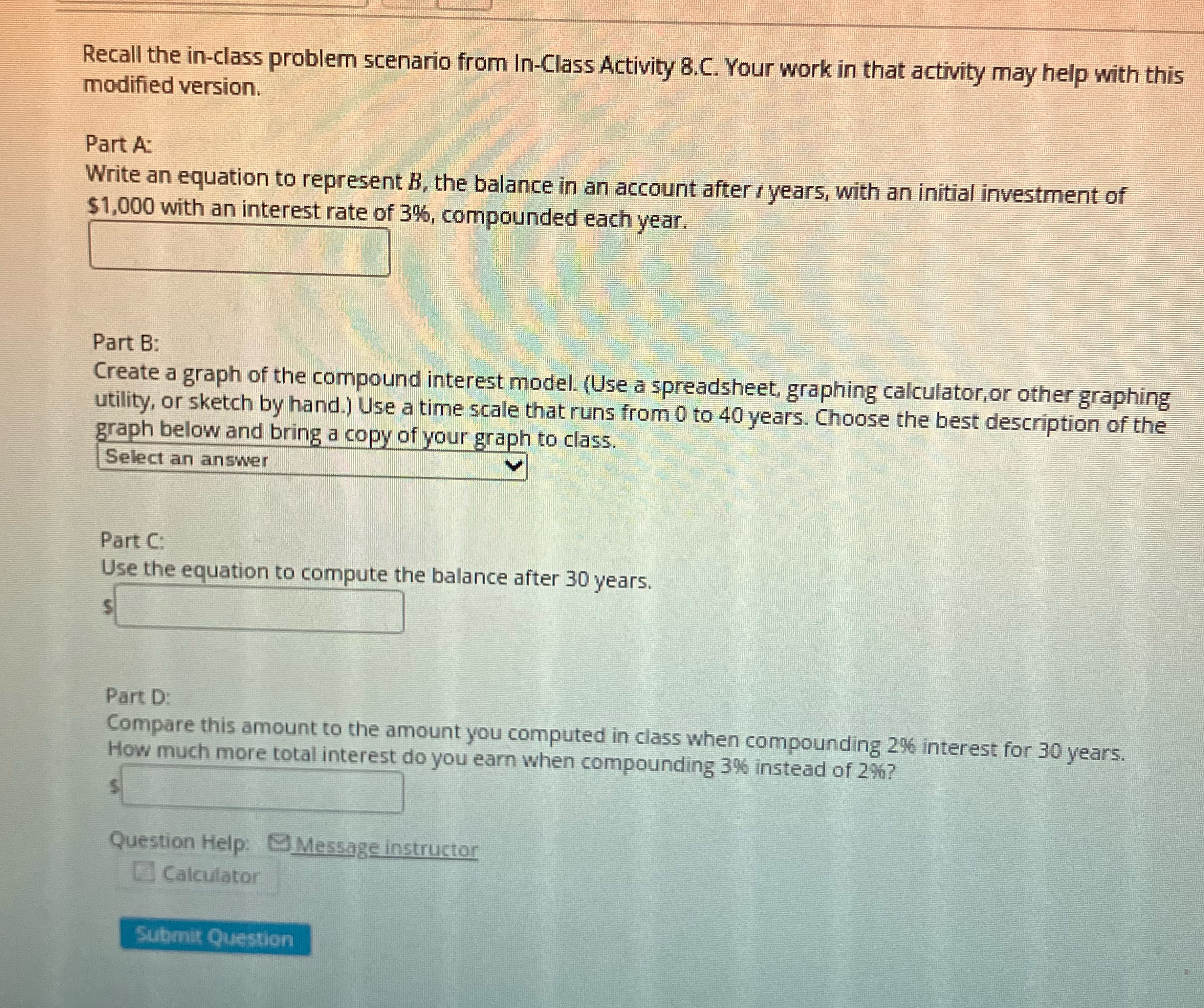 Recall the in-class problem scenario from