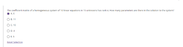 The coefficient matrix of a homogeneous system of