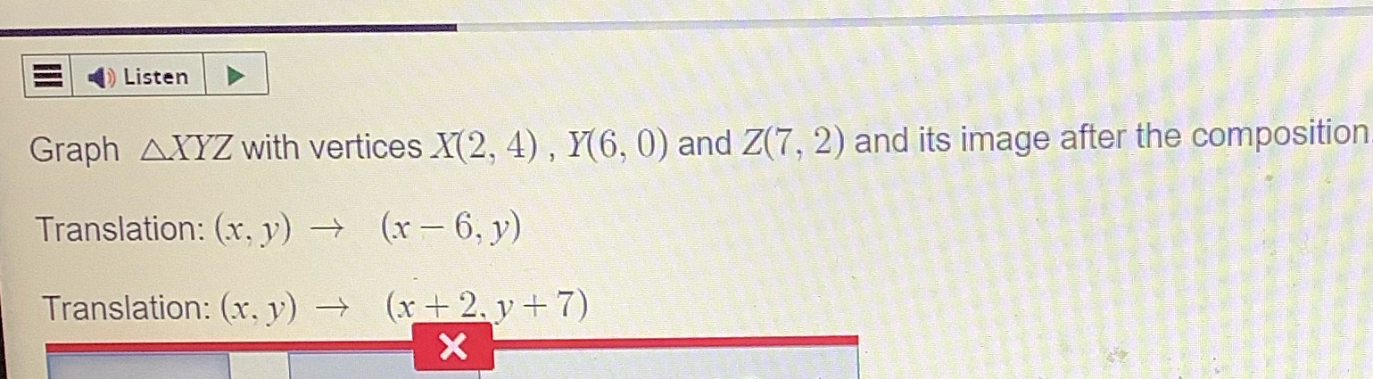 Helpppp Listen Graph AXYZ with vertices X(2, 4) ,
