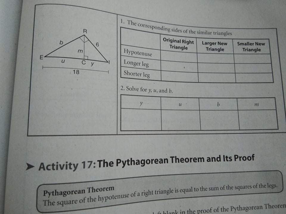 Quiz on Right Triangle Similarity Theorem Fill in