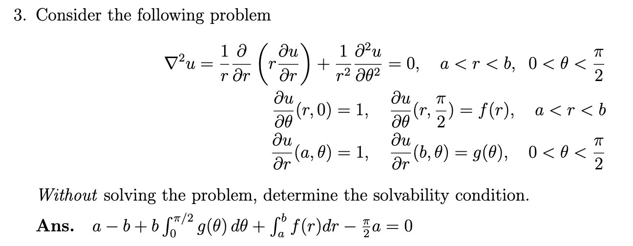 3. Consider the following problem 1 0 V2u = r ar