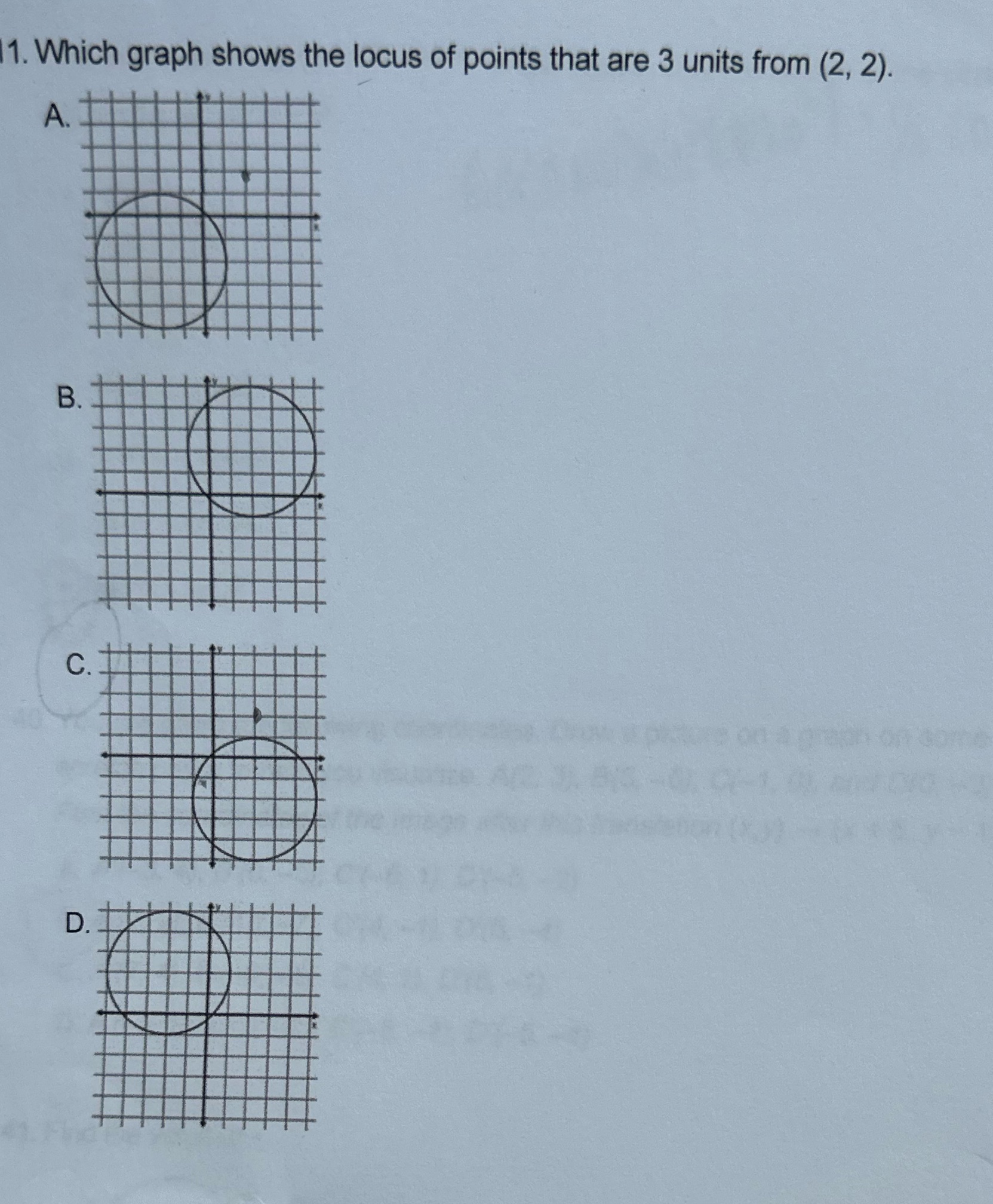 A. J 1. Which graph shows the locus of points