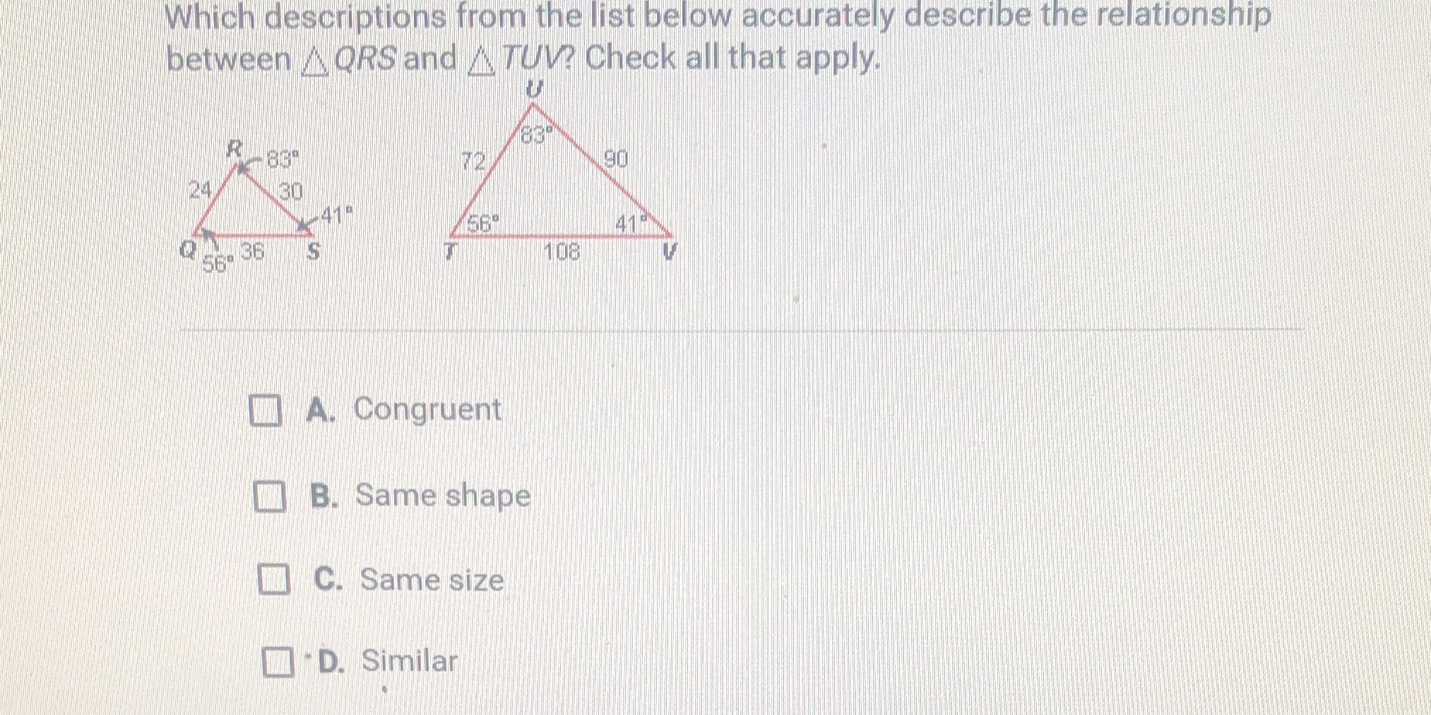 Which descriptions from the list below accurately