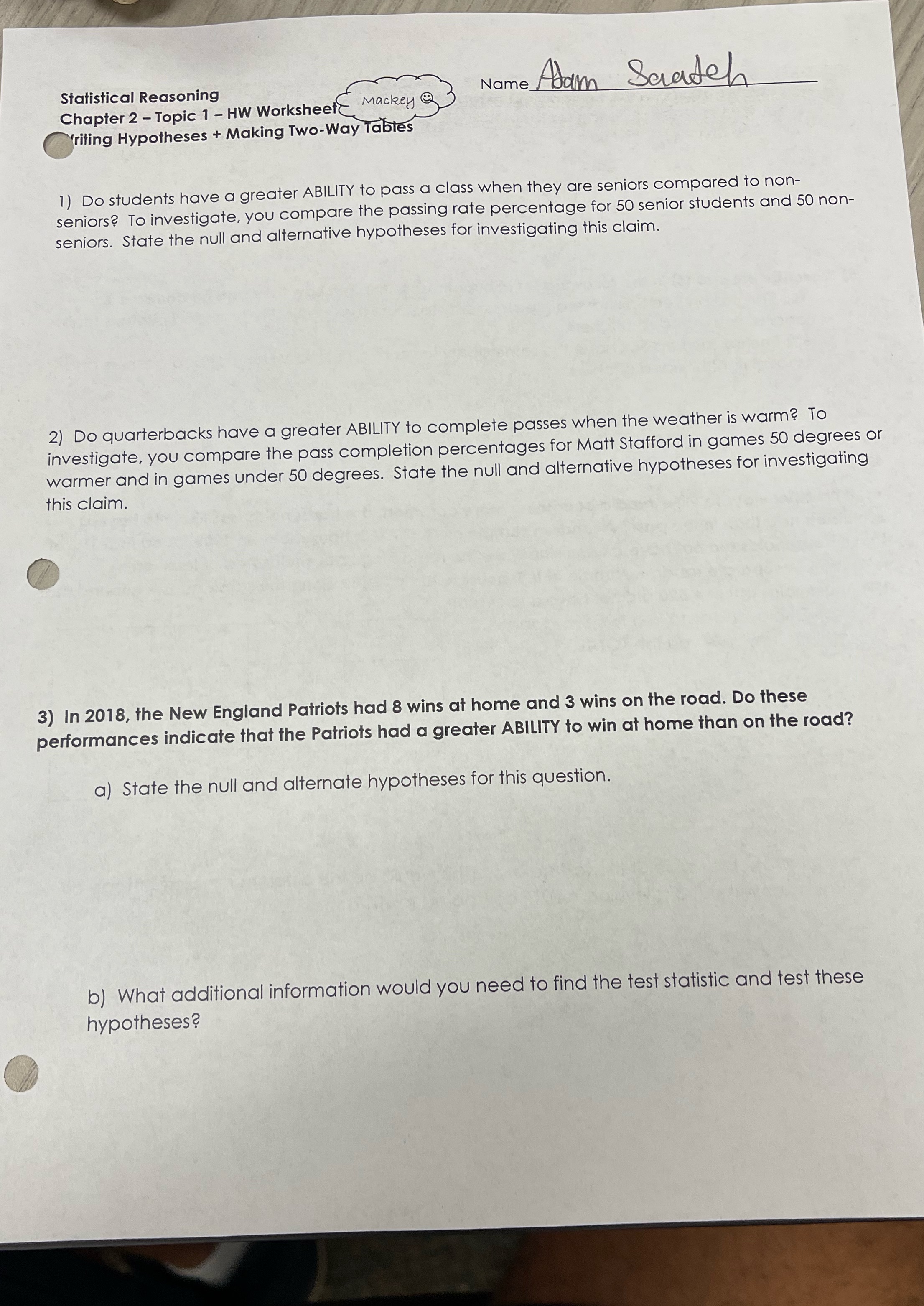 Statistical Reasoning 1' ' 