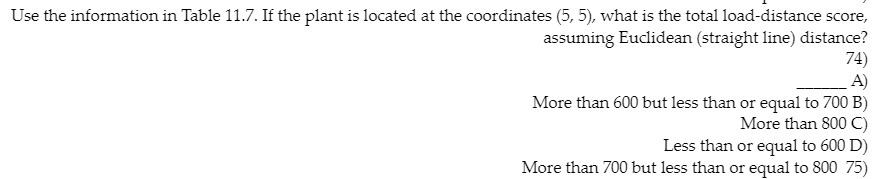 Use the information in Table 11.7. If the plant