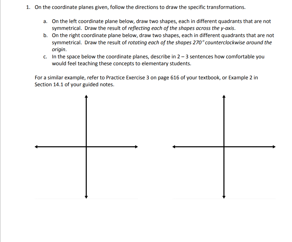 1. 0n the coordinate planes given, follow the
