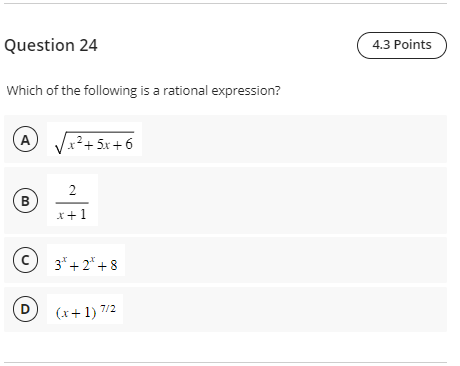 Question 24 4.3 Points Which of the following is