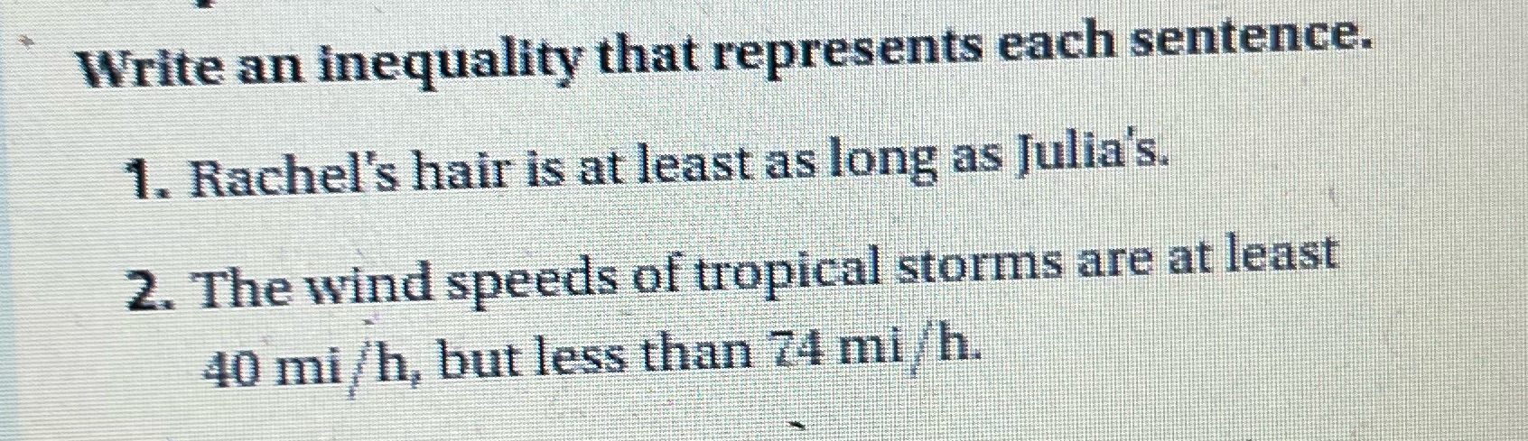 I need help figuring out the inequalities for