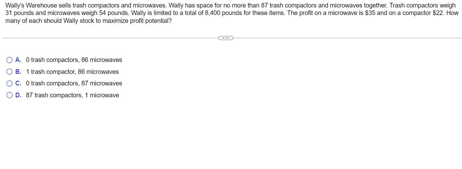 Wally's Warehouse sells trash compactors and