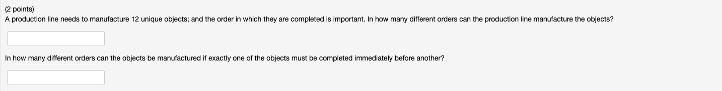 H1C1 7) (2 points) A production line needs to