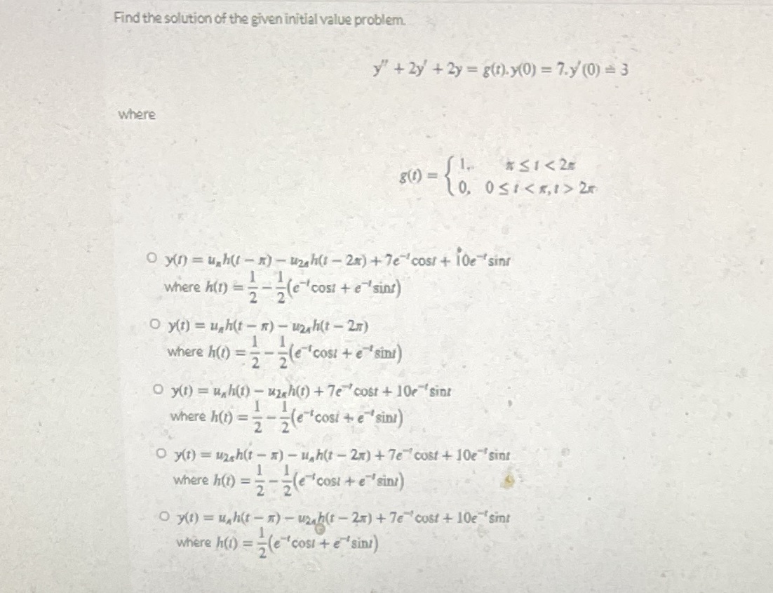 Please be clear Find the solution of the given