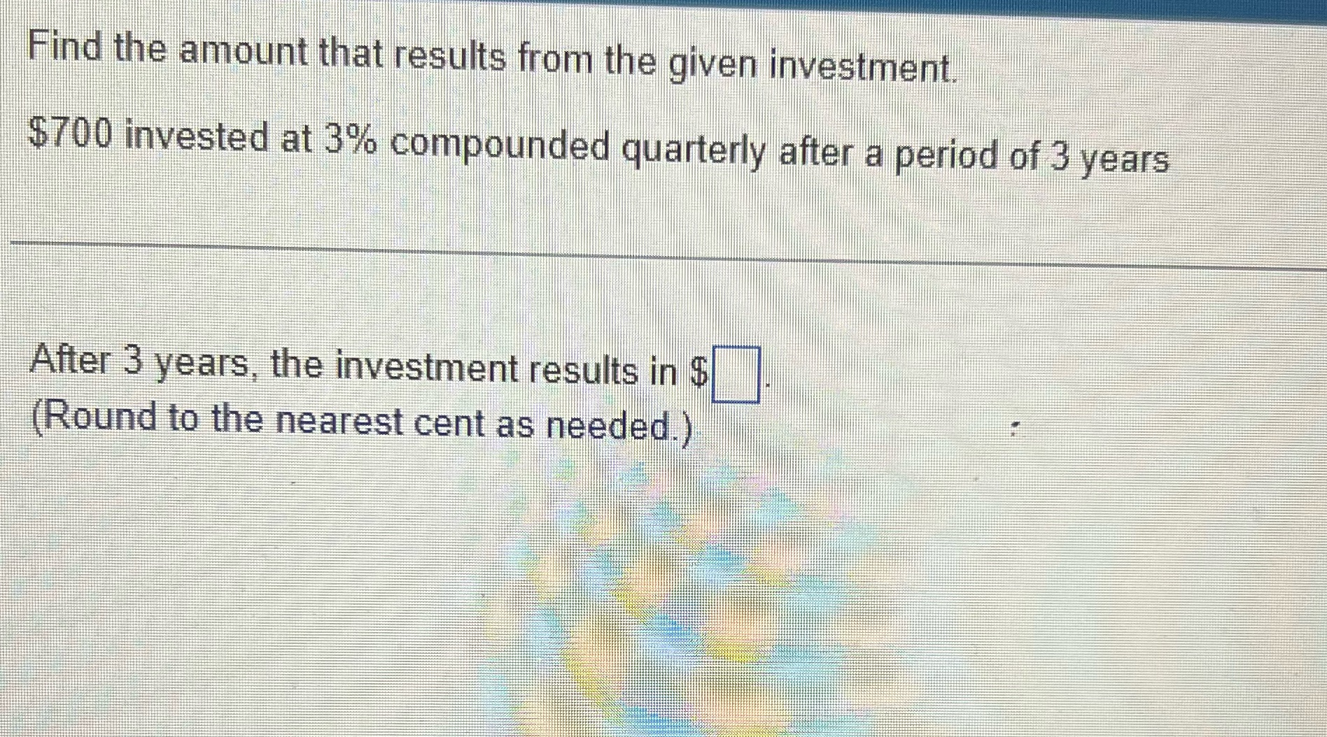 Find the amount that results from the given