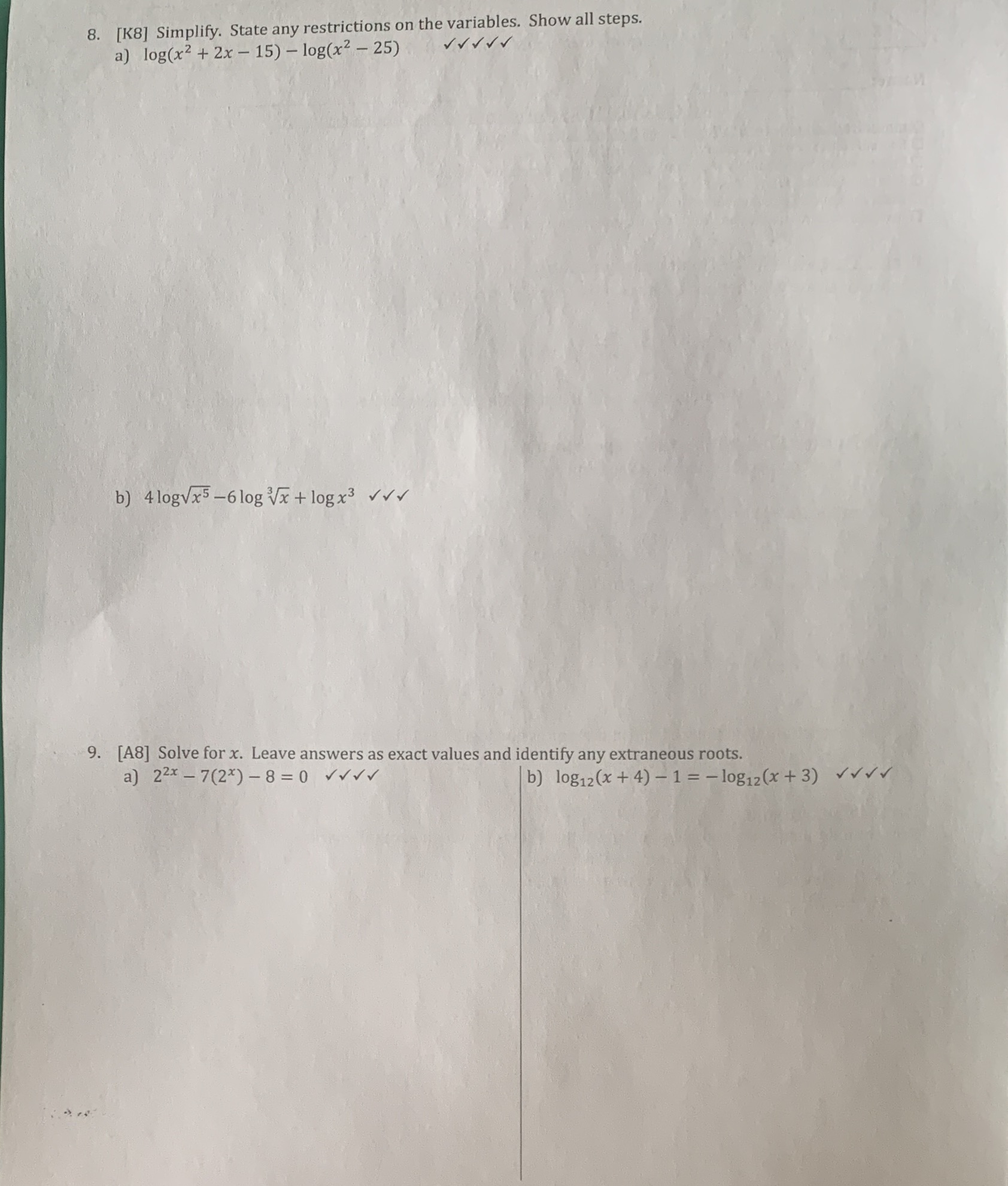 8. [K8] Simplify. State any restrictions on the