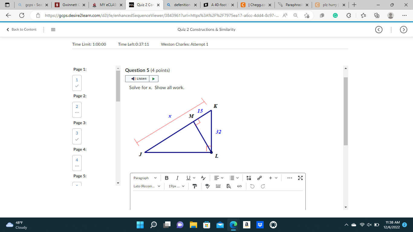 Q gcps - Sea x * Gwinnett ( X MY eCLAS X D2L Quiz