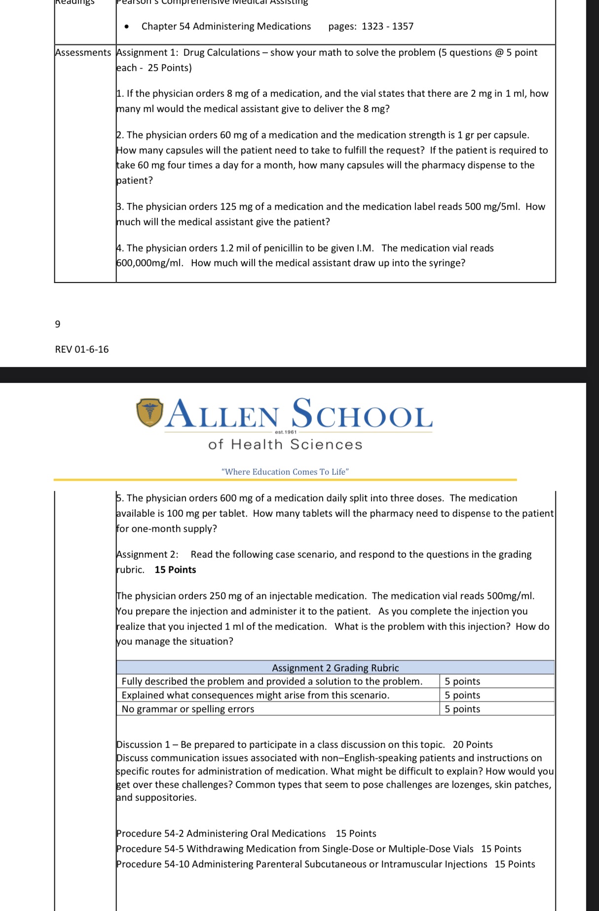Chapter 54 Administering Medications pages: 1323