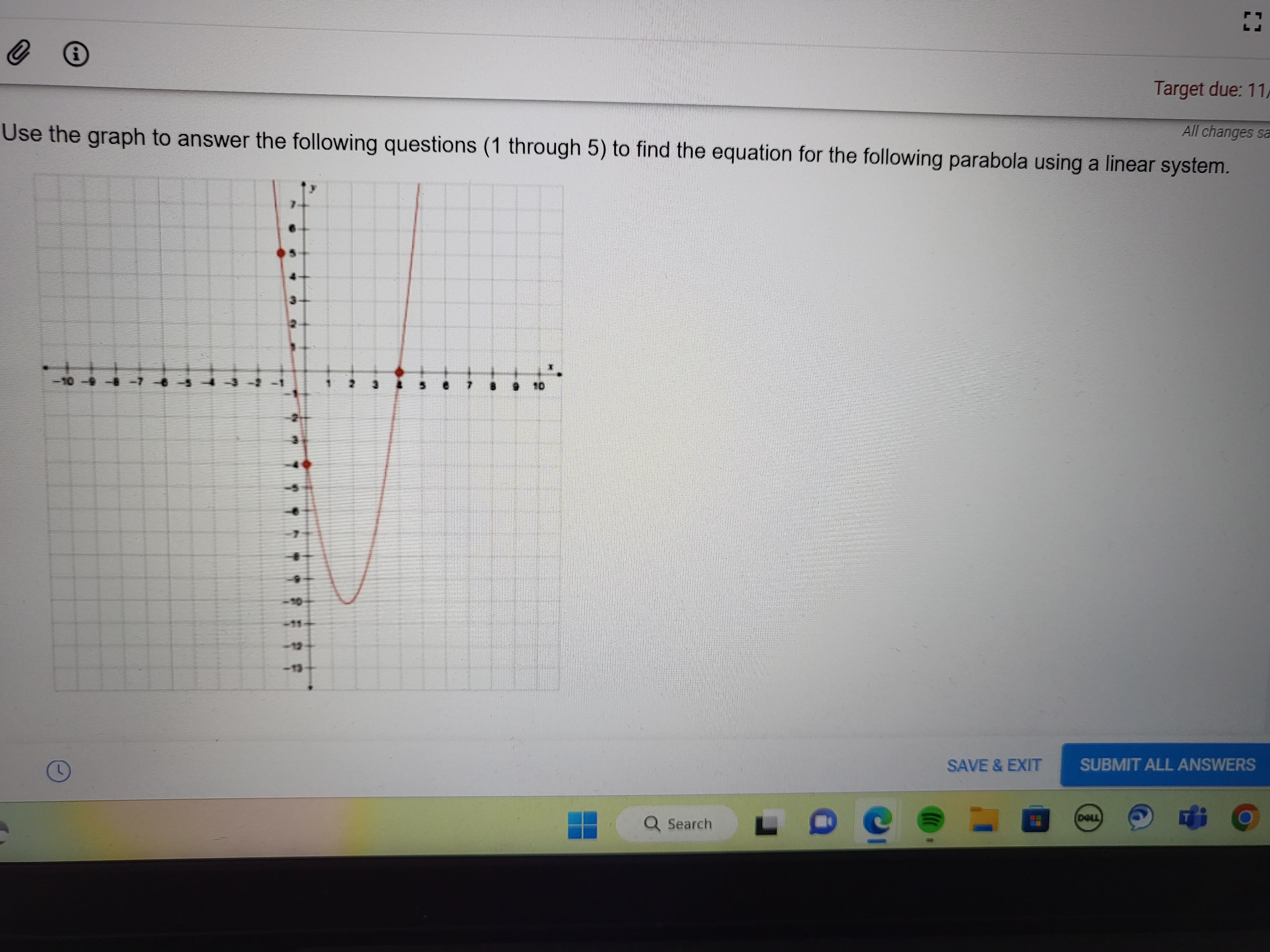 Target due: 11 All changes sa Use the graph to