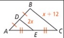 1. Find the value of x x + 5 3x -CO x + 12 2 x E