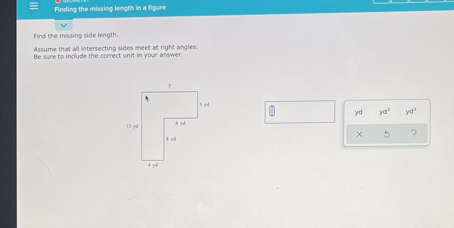 Find the missing side length E Finding the