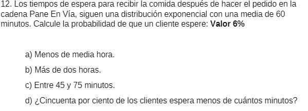 12. Los tiempos de espera para recibir la comida