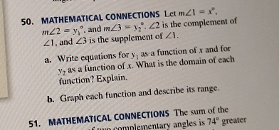 50. MATHEMATICAL CONNECTIONS Let myl = x" m/2 =