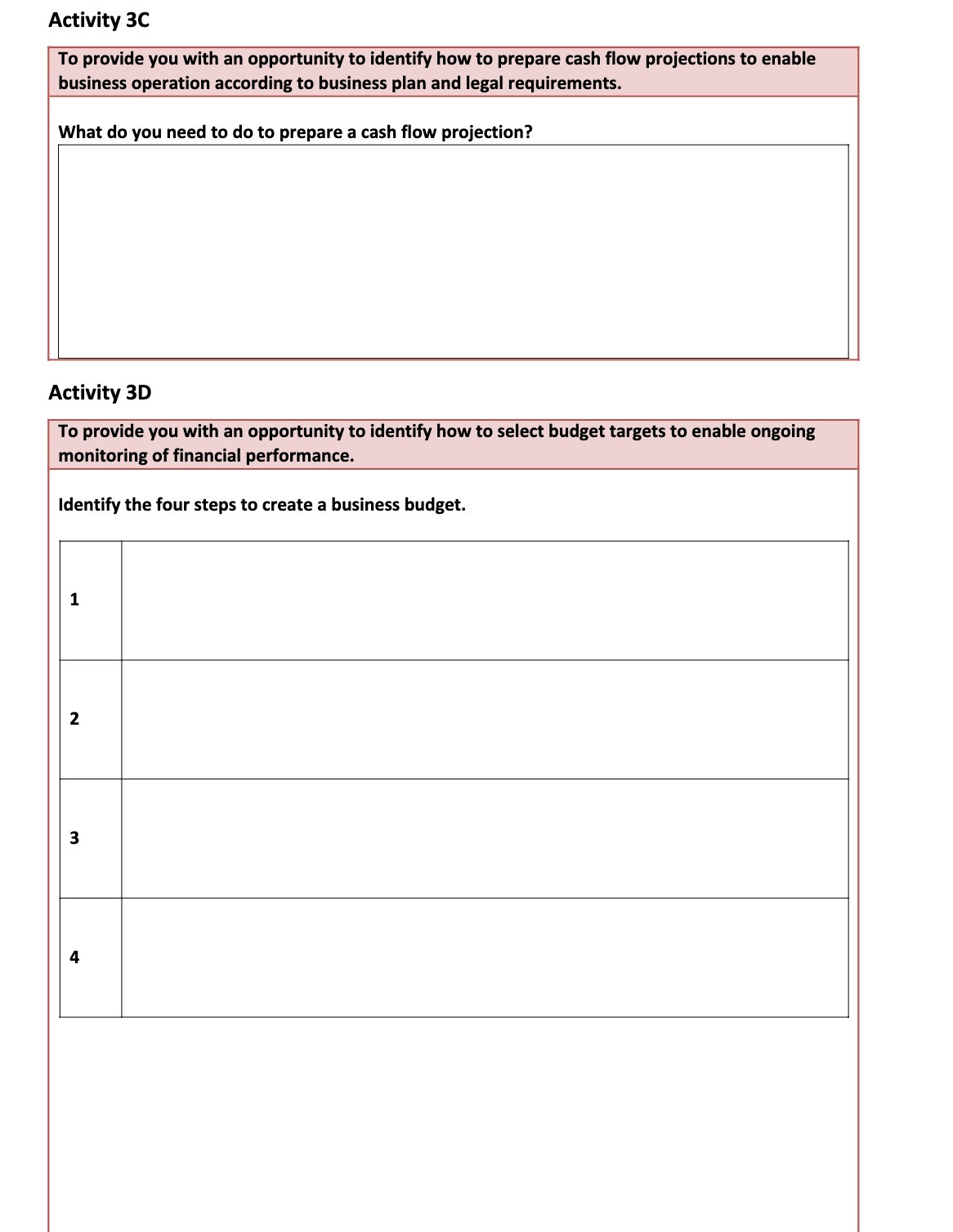 Activity so To provide you with an opportunity to