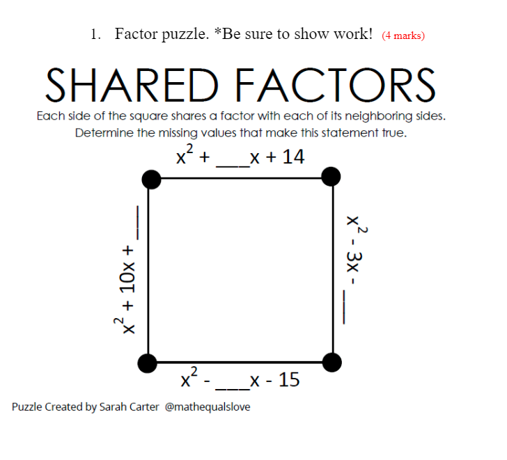 Please make sure to SHOW ALL WORK and answer