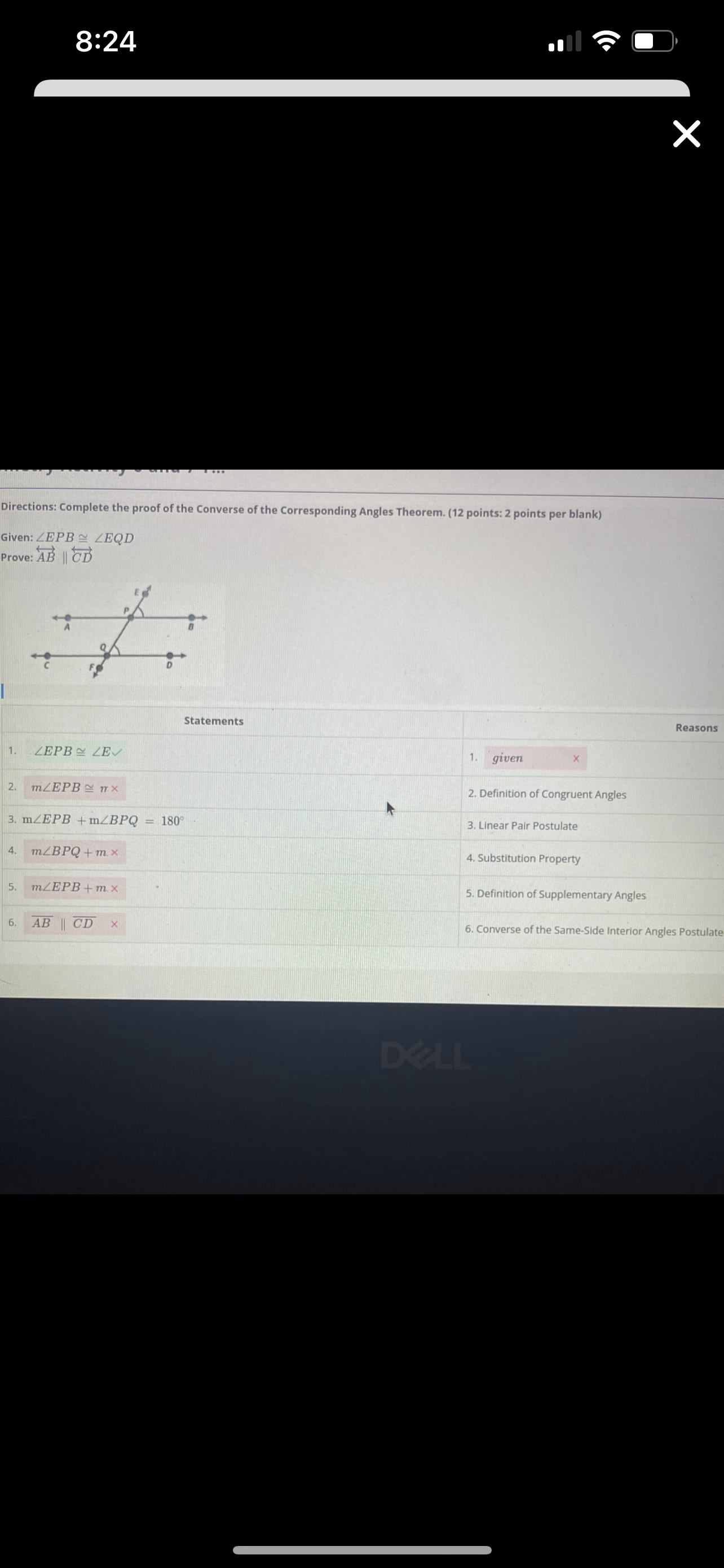 8:24 X Directions: Complete the proof of the