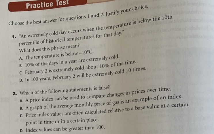 1-2 to be done Practice Test Choose the best