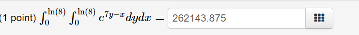 In(8) 262143.875 (1 point) Jo So In(8) Ty-"dydx =