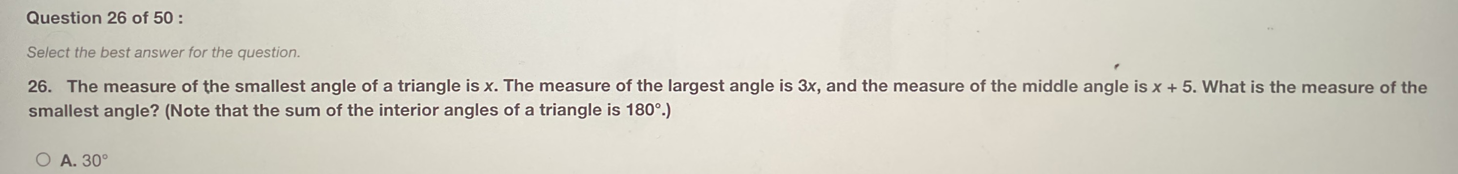 Question 26 of 50 : Select the best answer for