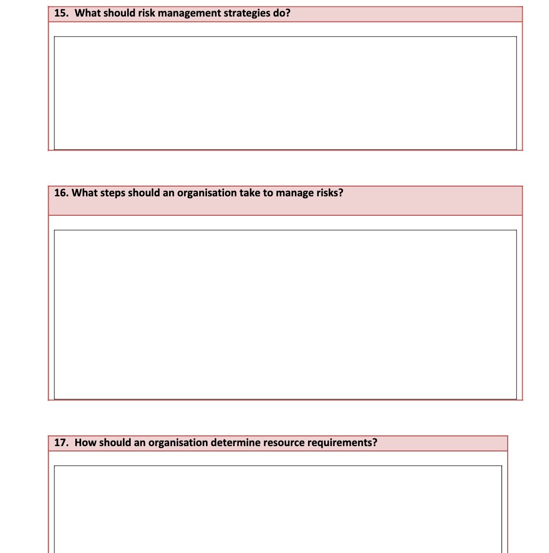 15. What should risk management strategies do?