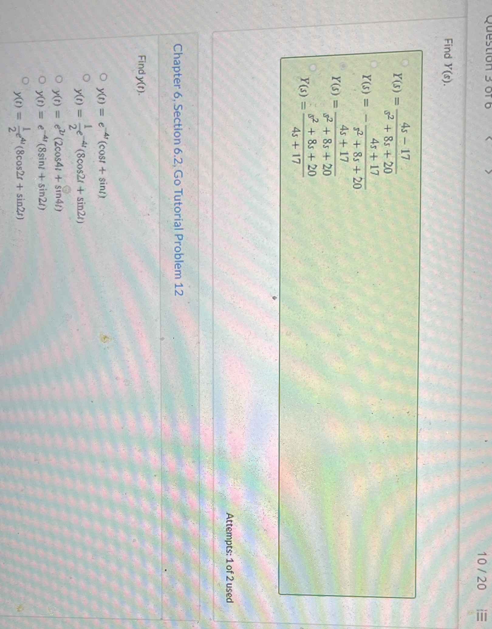 Please be clear 10/ 20 !!! Find Y(6). 45 - 17