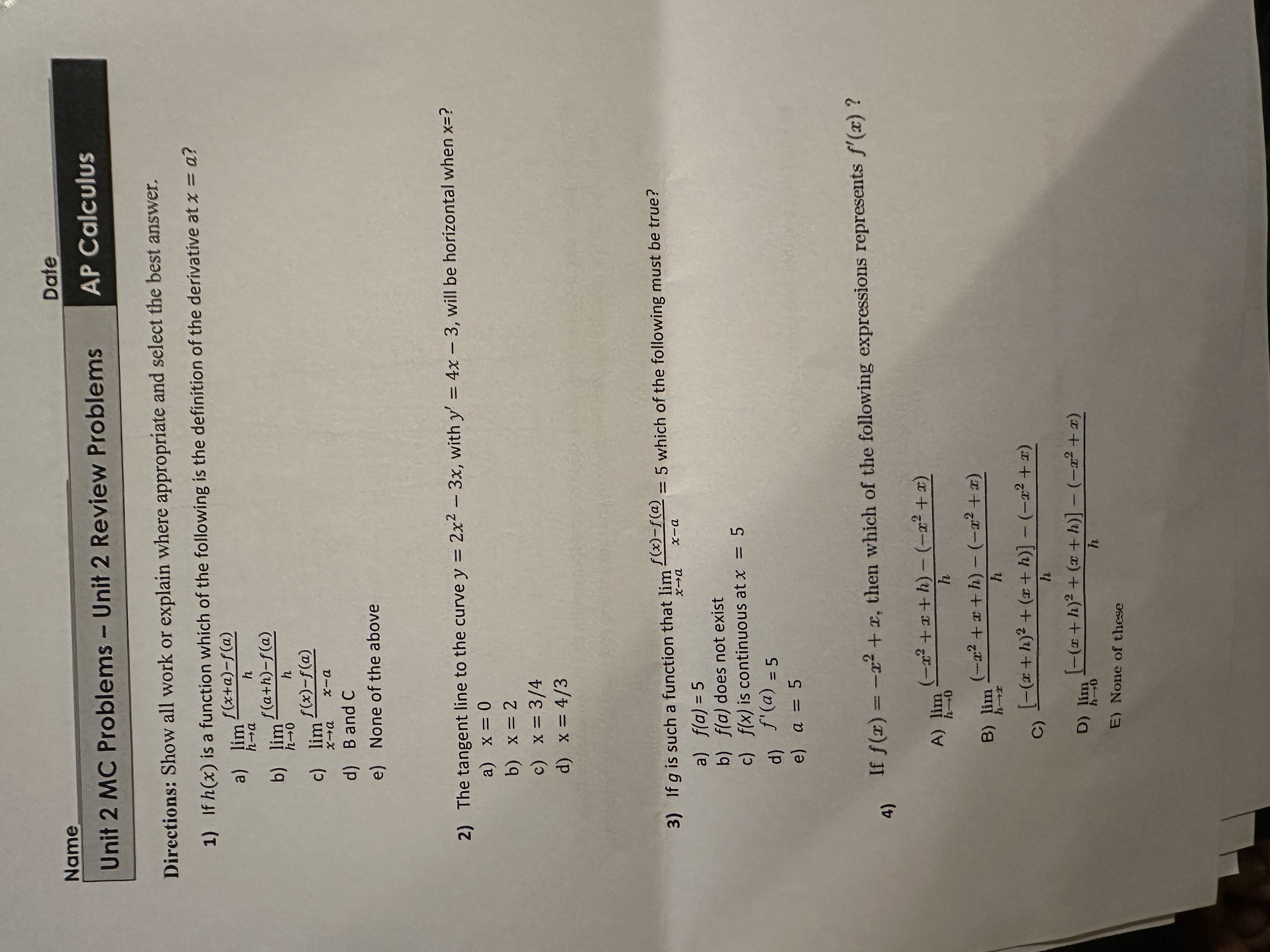 please help with the questions below Name Date