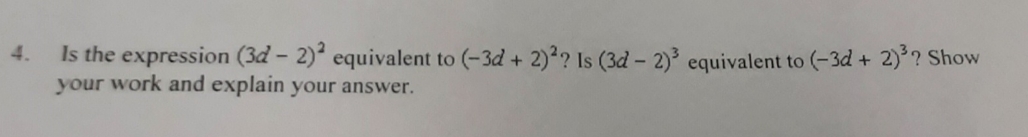 Attached Below 4. Is the expression (3d - 2)