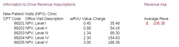 Information to Drive Revenue Assumptions Revenue